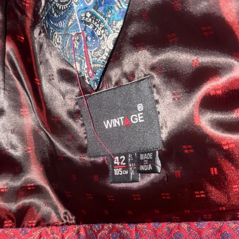 Men's Red Patterned Prince Jacket - Picture 2 of 5